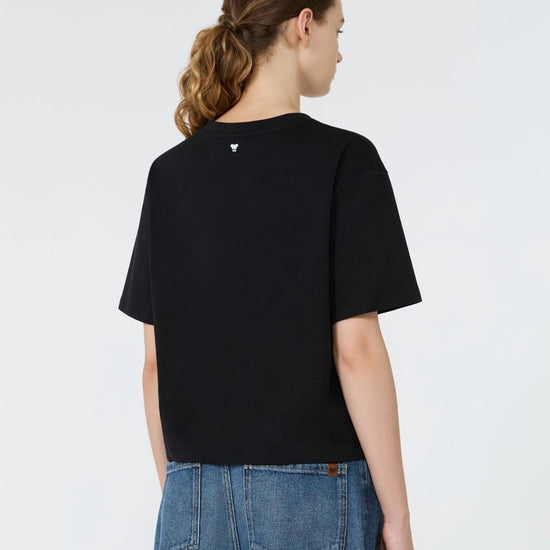 Young Ideas & Henmores -Sala Flower Embroidered T-Shirt -008 Black -XS