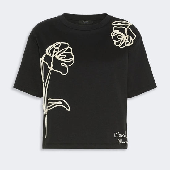 Young Ideas & Henmores -Sala Flower Embroidered T-Shirt -008 Black -XS