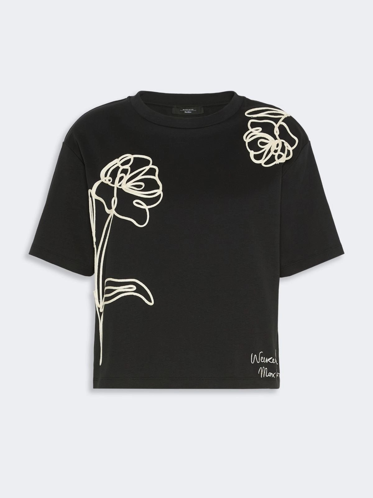 Young Ideas & Henmores -Sala Flower Embroidered T-Shirt -008 Black -XS