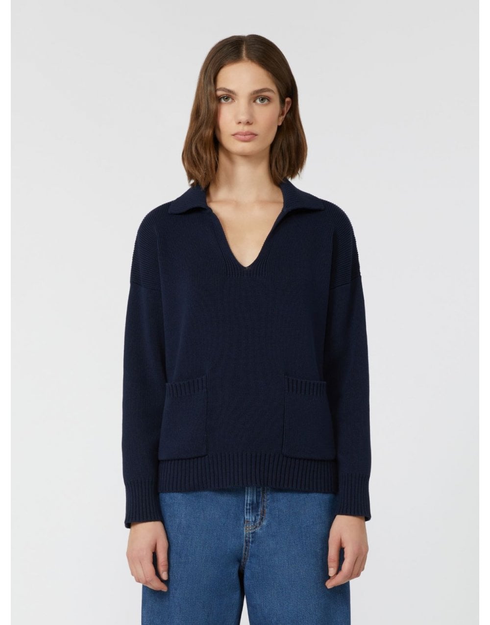 Young Ideas/Henmores - Saloon Double Pocket Collared Jumper - 006 Navy - XS