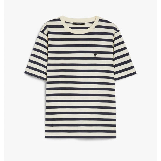 Young Ideas/Henmores - Satrapo Striped Crew Neck T-Shirt - 011 Navy Stripes - XS