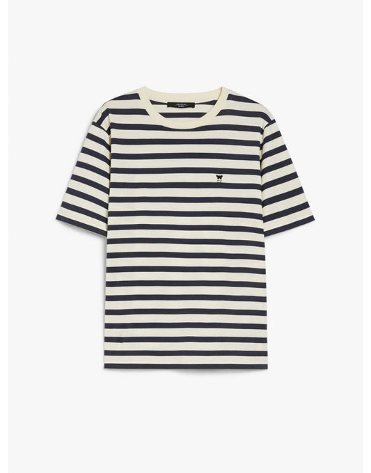 Young Ideas/Henmores - Satrapo Striped Crew Neck T-Shirt - 011 Navy Stripes - XS