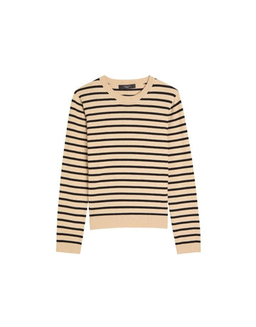 Young Ideas/Henmores - Sicilia Pinstripe Long Sleeve Knitted Top - 011 Beige - S