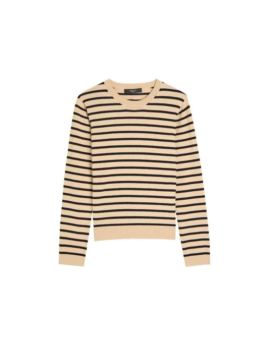 Young Ideas/Henmores - Sicilia Pinstripe Long Sleeve Knitted Top - 011 Beige - S