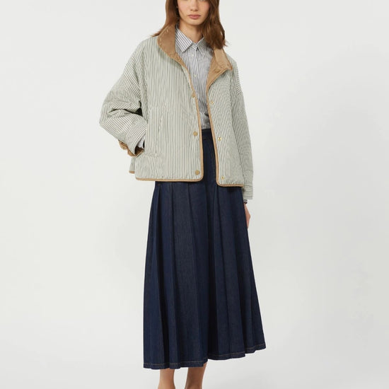 Young Ideas/Henmores - Smalto Reversible Striped Downproof Jacket - 010 Hazelnut Brown - 6