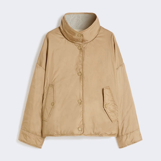 Young Ideas/Henmores - Smalto Reversible Striped Downproof Jacket - 010 Hazelnut Brown - 6