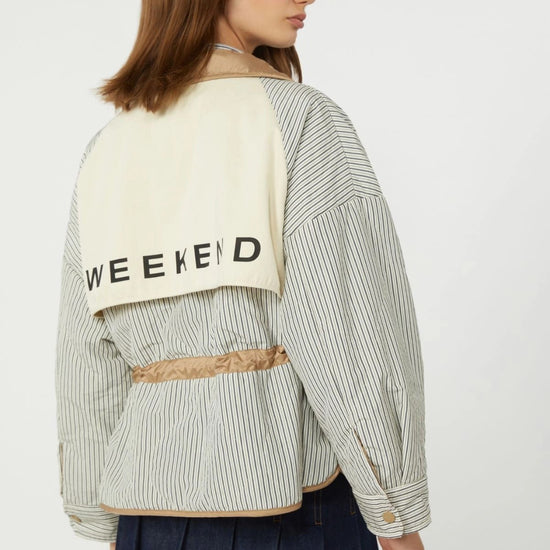 Young Ideas/Henmores - Smalto Reversible Striped Downproof Jacket - 010 Hazelnut Brown - 6