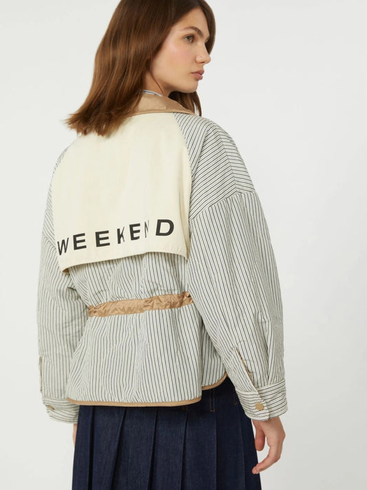 Young Ideas/Henmores - Smalto Reversible Striped Downproof Jacket - 010 Hazelnut Brown - 6