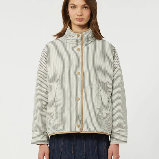 Young Ideas/Henmores - Smalto Reversible Striped Downproof Jacket - 010 Hazelnut Brown - 6