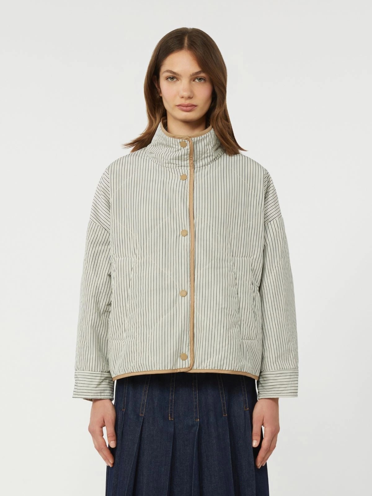 Young Ideas/Henmores - Smalto Reversible Striped Downproof Jacket - 010 Hazelnut Brown - 6