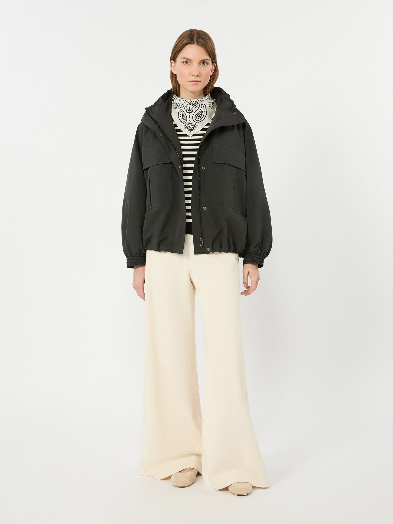 Young Ideas & Henmores -Stecca Striped Boat Neck Knit -019 Black/White -XS