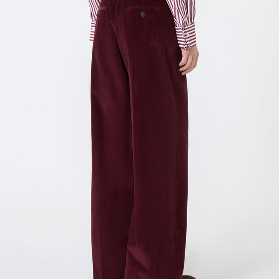 Young Ideas & Henmores -Tania Wide Leg Corduroy Trousers -006 Bordeaux -8
