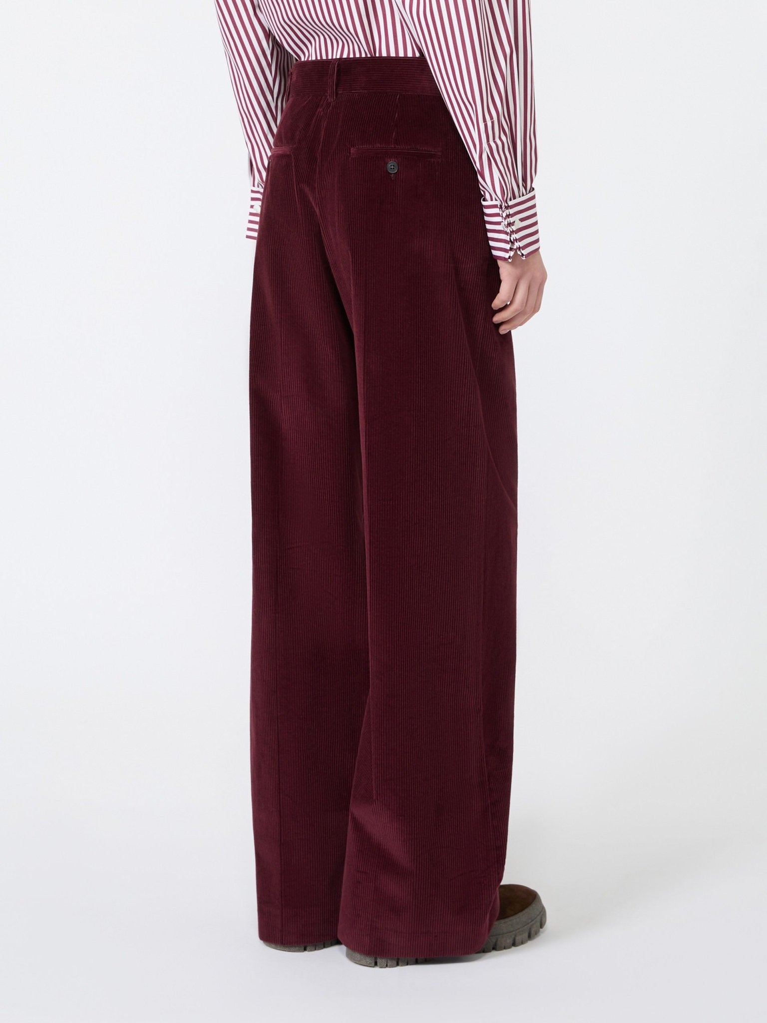 Young Ideas & Henmores -Tania Wide Leg Corduroy Trousers -006 Bordeaux -8