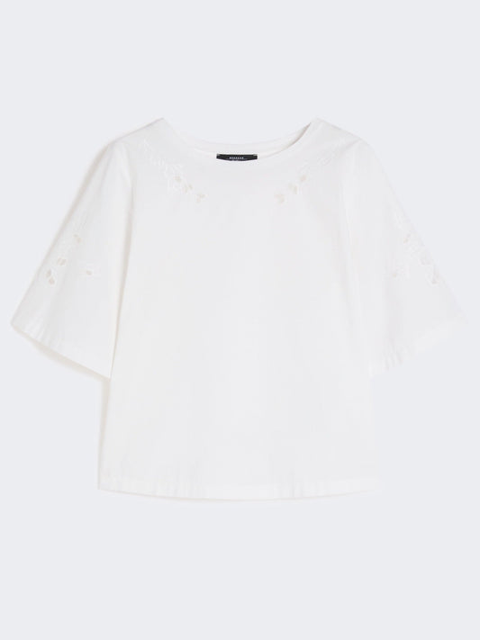 Young Ideas & Henmores - Targa Jersey Broderie Anglaise T-Shirt - 001 White - XS