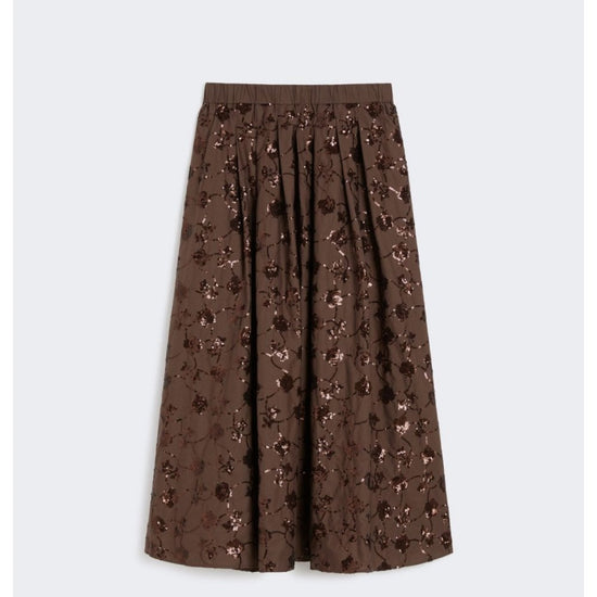 Young Ideas/Henmores - Tempra Sequin Floral Midi Skirt - 001 Chocolate - XS