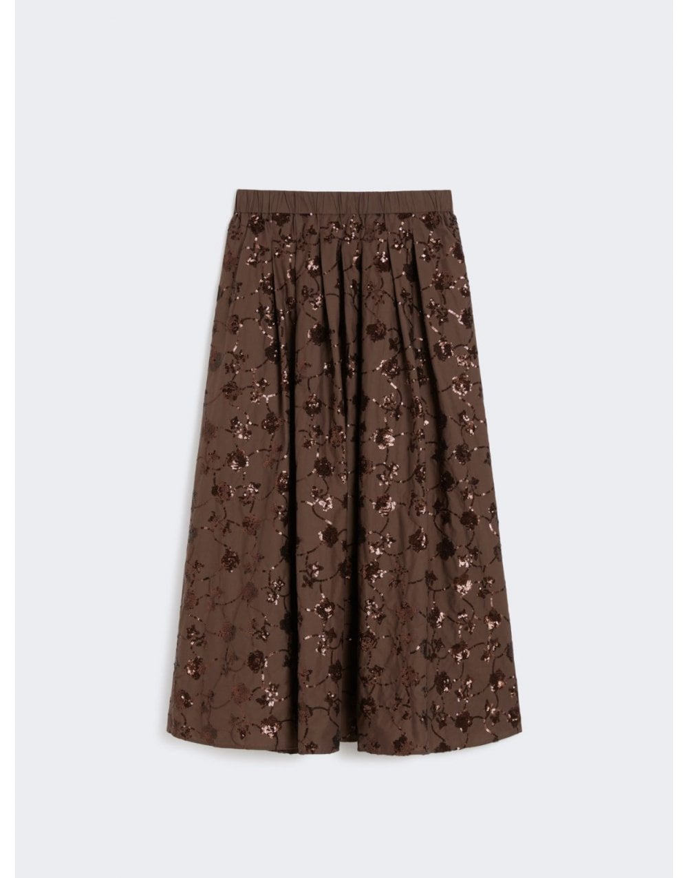 Young Ideas/Henmores - Tempra Sequin Floral Midi Skirt - 001 Chocolate - XS