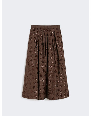 Young Ideas/Henmores - Tempra Sequin Floral Midi Skirt - 001 Chocolate - XS