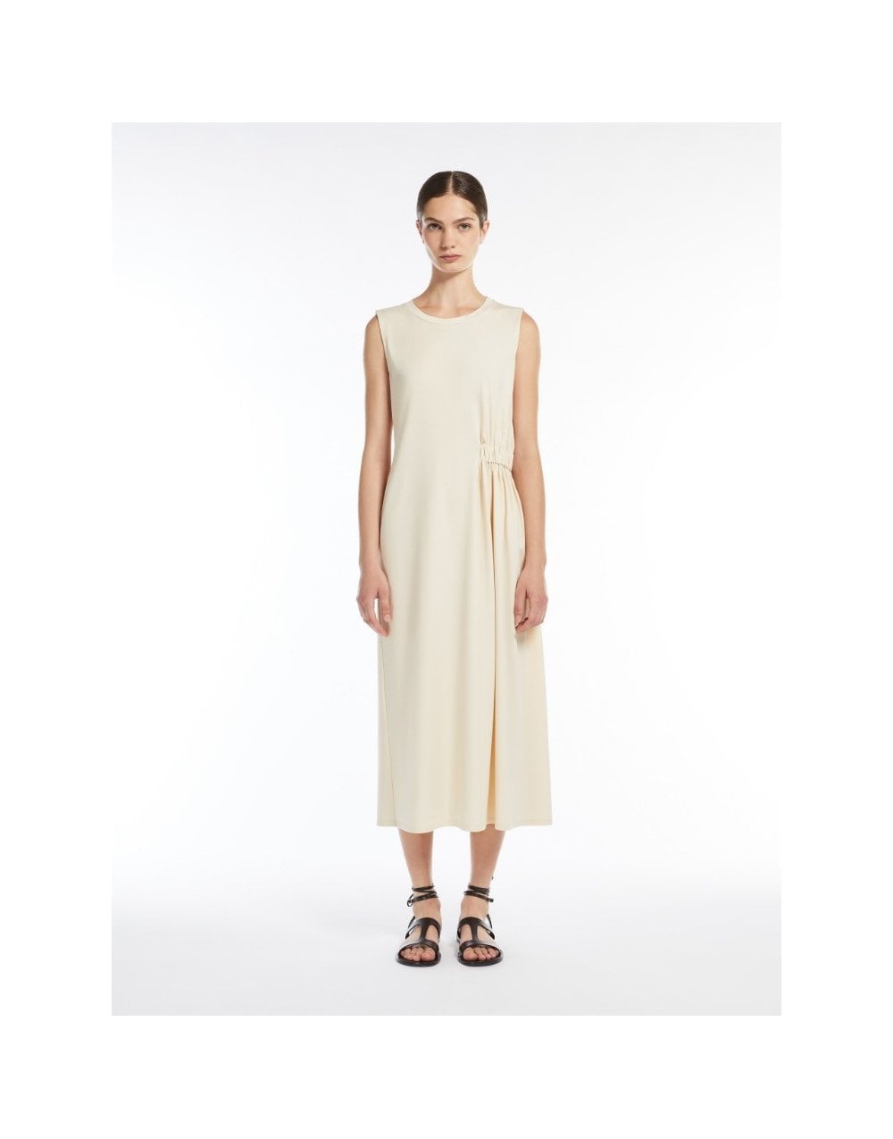 Young Ideas/Henmores - Tenebre Side Ruche Sleeveless Dress - 001 Ivory - XS