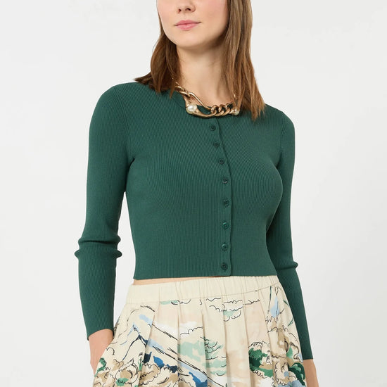 Young Ideas & Henmores - Tennis Ribbed Jersey Cardigan - 003 Green - S