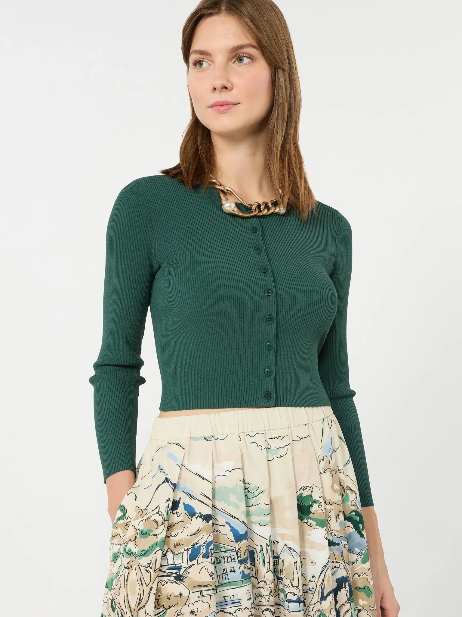 Young Ideas & Henmores - Tennis Ribbed Jersey Cardigan - 003 Green - S