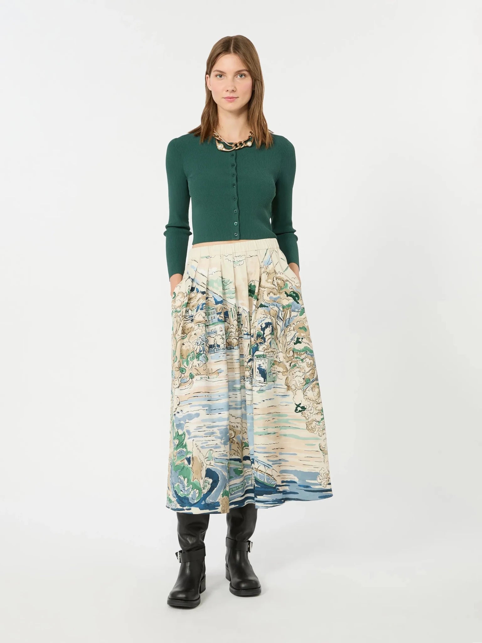 Young Ideas & Henmores - Tennis Ribbed Jersey Cardigan - 003 Green - S