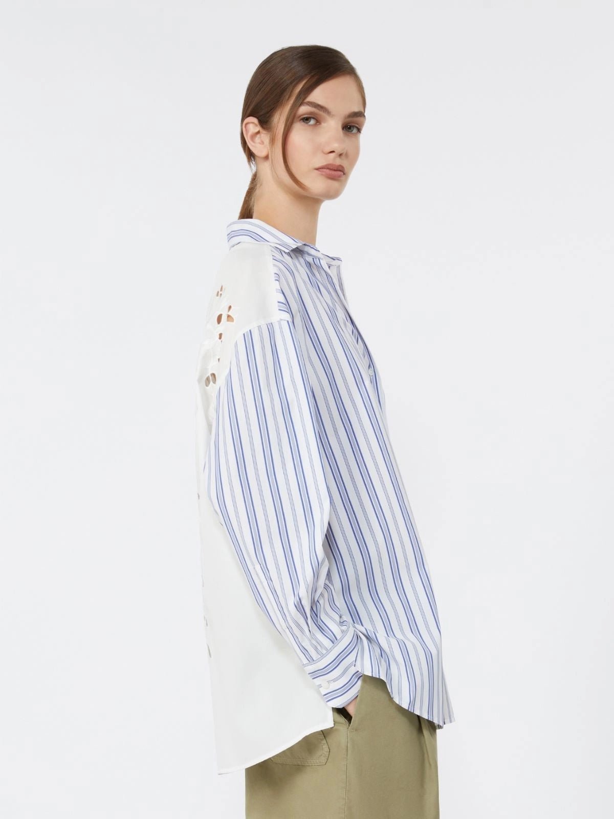 Young Ideas/Henmores - Tessile Pinstripe Broderie Anglaise Shirt - 050 Blue - 6