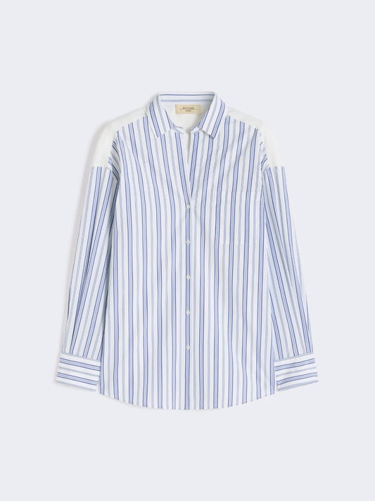 Young Ideas/Henmores - Tessile Pinstripe Broderie Anglaise Shirt - 050 Blue - 6