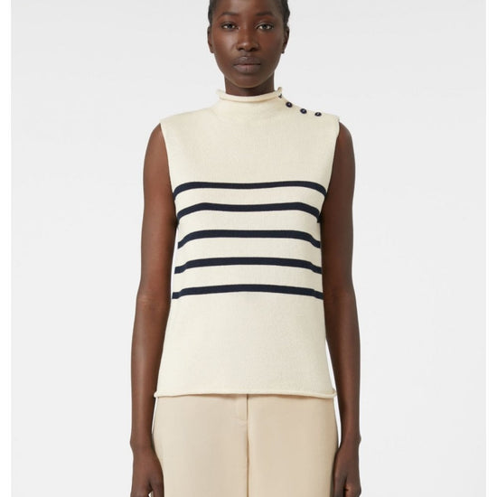 Young Ideas/Henmores - Trofeo Stripe Detail Sleeveless Top - 017 Ivory - S