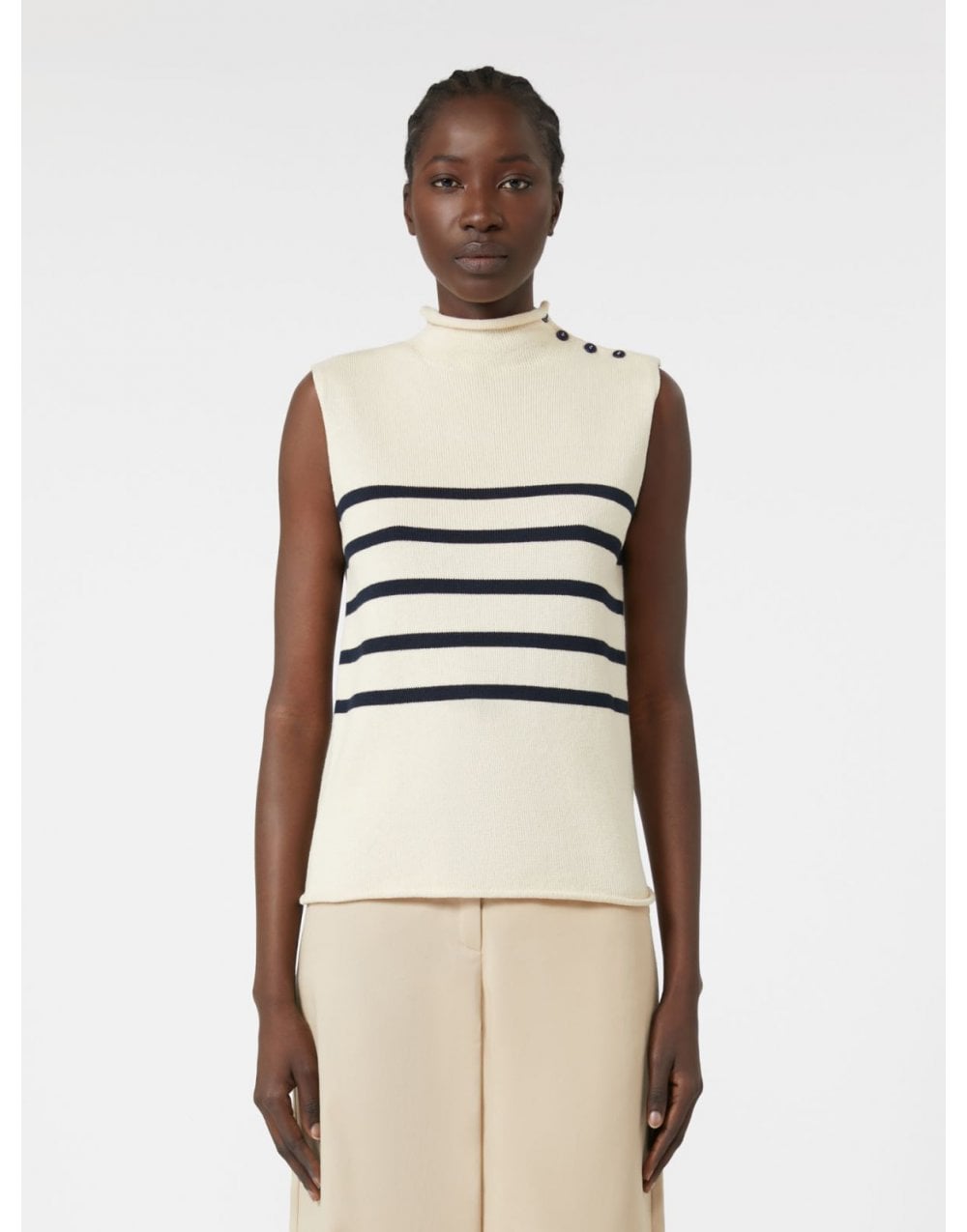 Young Ideas/Henmores - Trofeo Stripe Detail Sleeveless Top - 017 Ivory - S