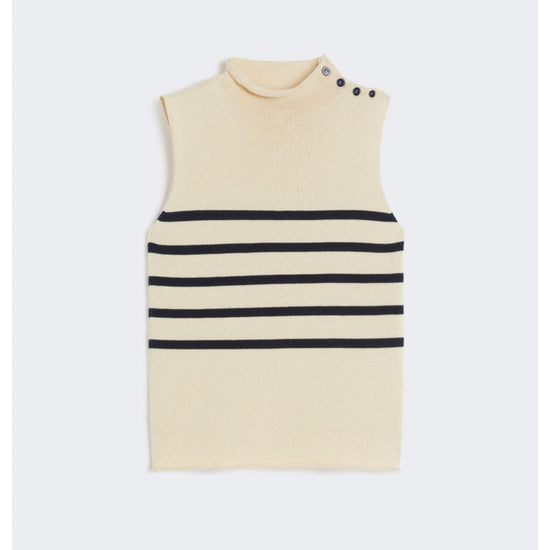 Young Ideas/Henmores - Trofeo Stripe Detail Sleeveless Top - 017 Ivory - S