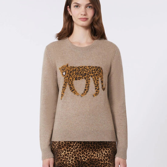 Young Ideas/Henmores - Tunica Leopard Graphic Cashmere Jumper - 002 Turtledove - XS