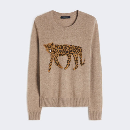 Young Ideas/Henmores - Tunica Leopard Graphic Cashmere Jumper - 002 Turtledove - XS