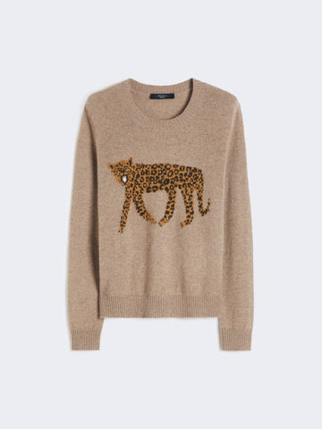 Young Ideas/Henmores - Tunica Leopard Graphic Cashmere Jumper - 002 Turtledove - XS