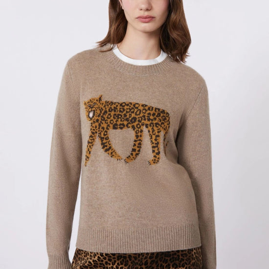Young Ideas/Henmores - Tunica Leopard Graphic Cashmere Jumper - 002 Turtledove - XS