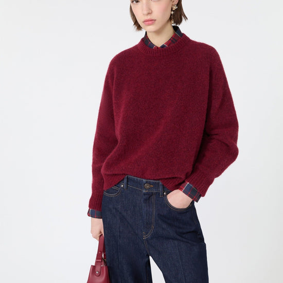 Young Ideas & Henmores -Tuono Mohair Crew Neck Jumper -011 Bordeaux -XS