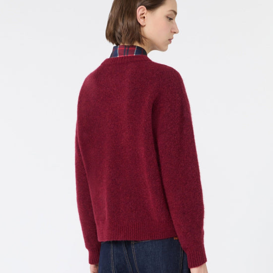 Young Ideas & Henmores -Tuono Mohair Crew Neck Jumper -011 Bordeaux -XS