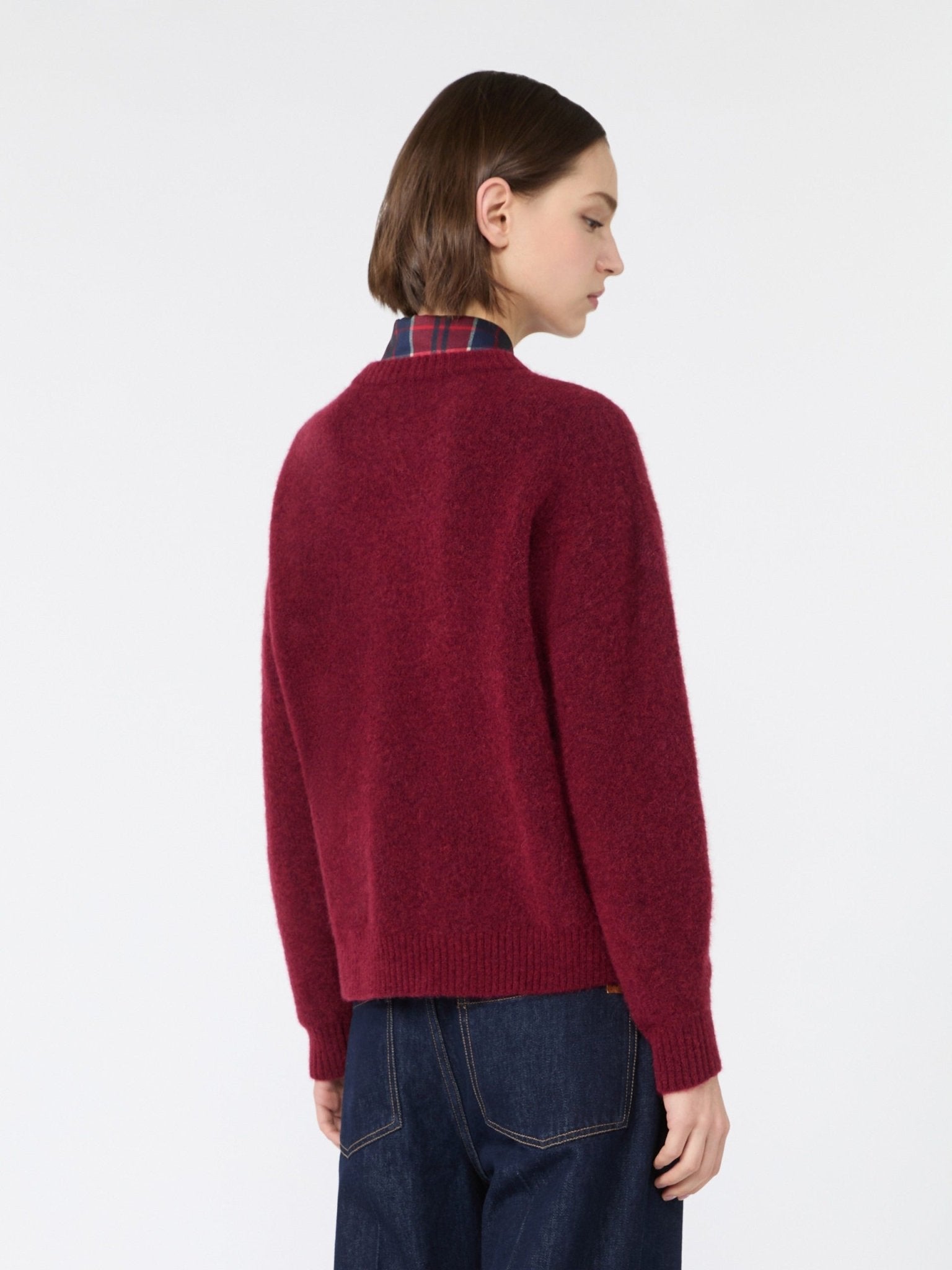 Young Ideas & Henmores -Tuono Mohair Crew Neck Jumper -011 Bordeaux -XS