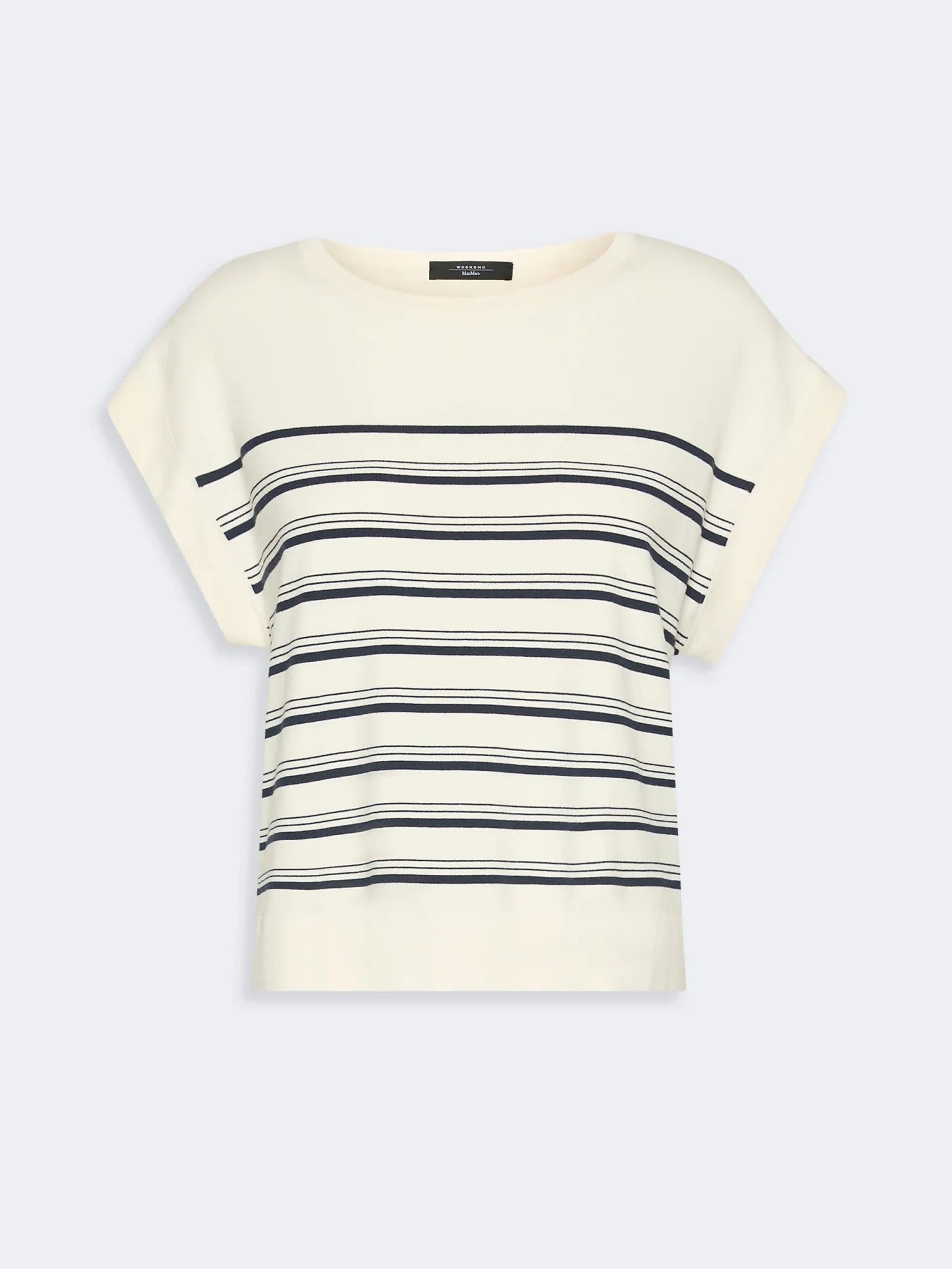 Young Ideas & Henmores - Ufo Stripe Cap Sleeve Knitted Top - 017 Ecru - XS
