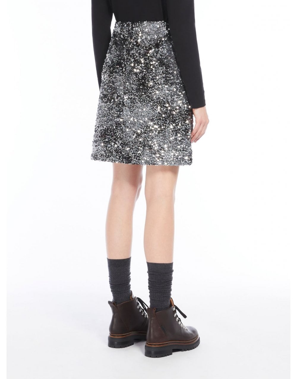 Young Ideas/Henmores - Uvetta Sequin Short Skirt - 001 Black/Silver - S