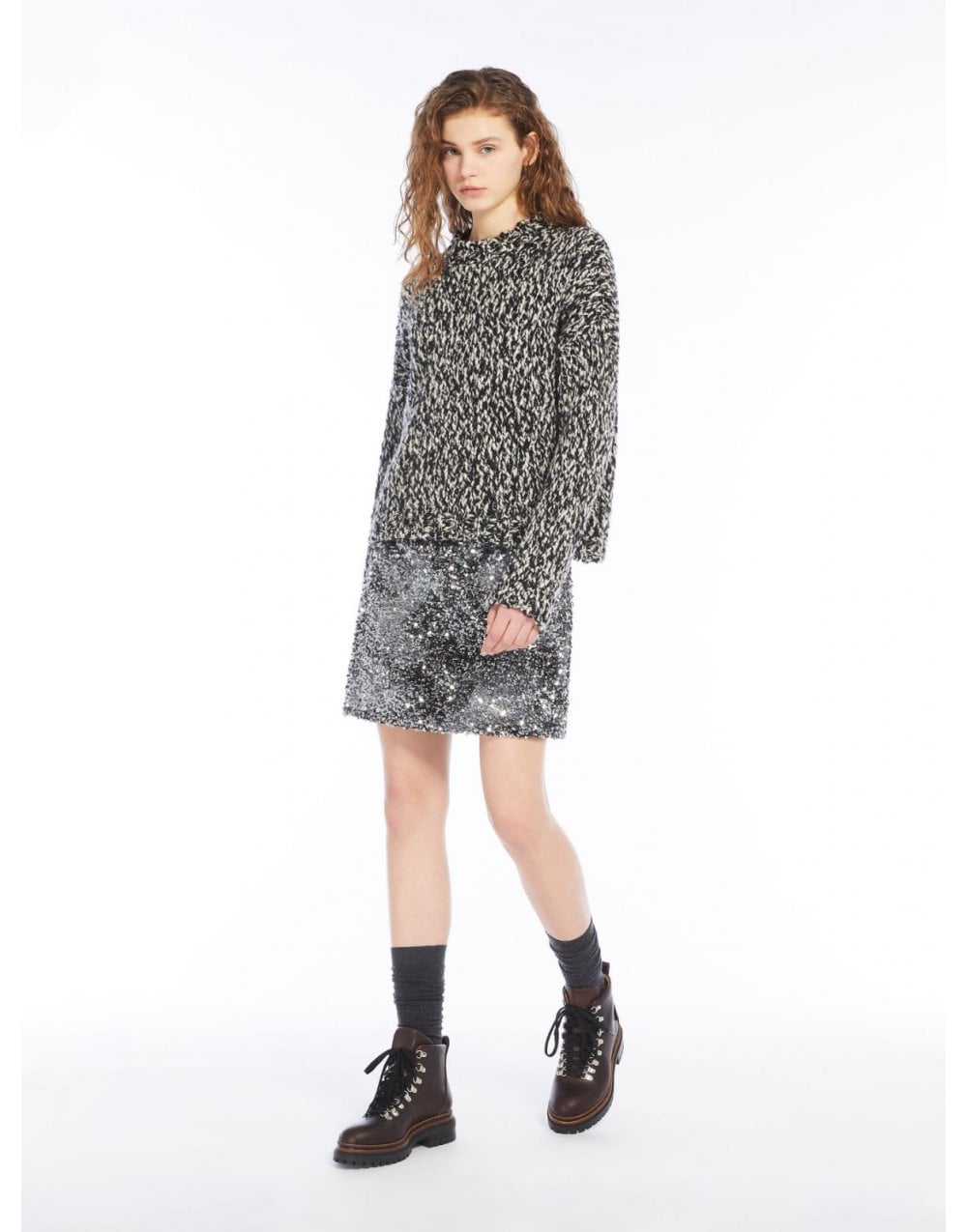 Young Ideas/Henmores - Uvetta Sequin Short Skirt - 001 Black/Silver - S