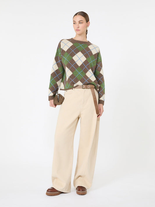 Young Ideas & Henmores -Vasaio Argyle Jumper -001 Brown/Ecru Multi -XS