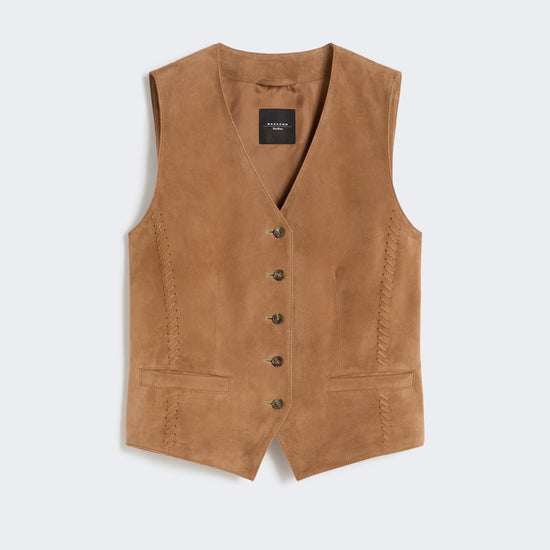 Young Ideas & Henmores - Vetusta Suede Waistcoat - 001 Brown - 8