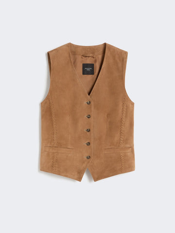 Young Ideas & Henmores - Vetusta Suede Waistcoat - 001 Brown - 8