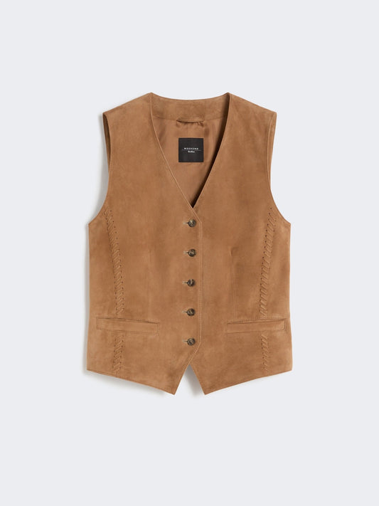 Young Ideas & Henmores - Vetusta Suede Waistcoat - 001 Brown - 8
