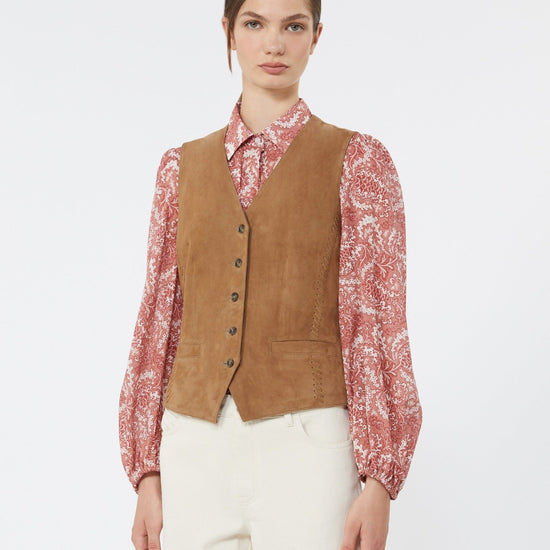 Young Ideas & Henmores - Vetusta Suede Waistcoat - 001 Brown - 8