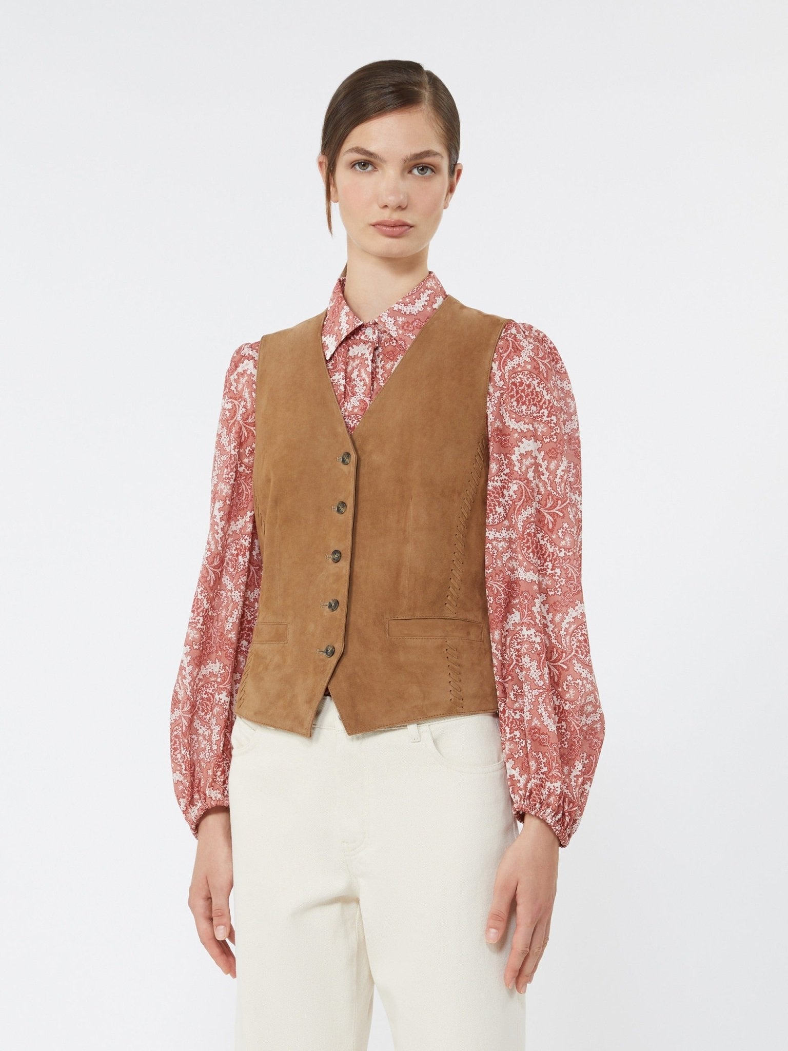 Young Ideas & Henmores - Vetusta Suede Waistcoat - 001 Brown - 8