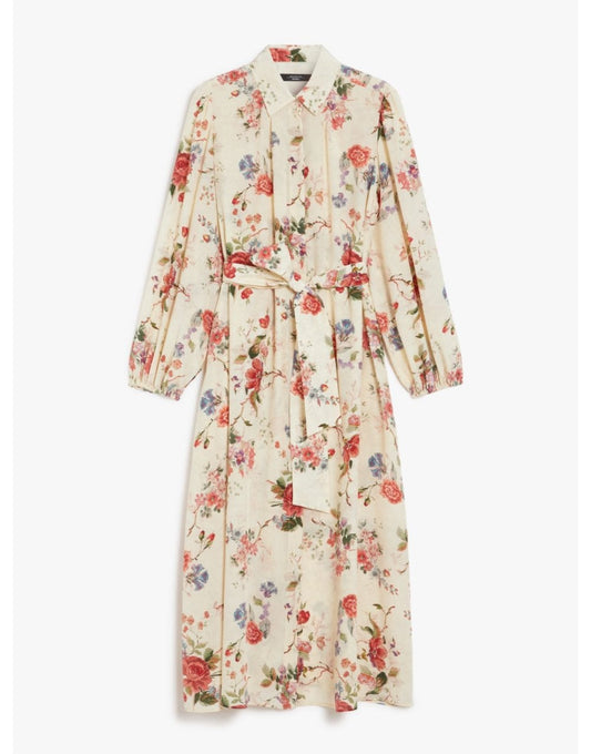 Young Ideas/Henmores - Wales Floral Tie Waist Midi Dress - 005 Ivory - 8