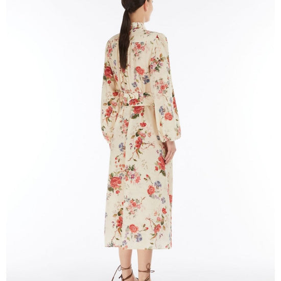 Young Ideas/Henmores - Wales Floral Tie Waist Midi Dress - 005 Ivory - 8