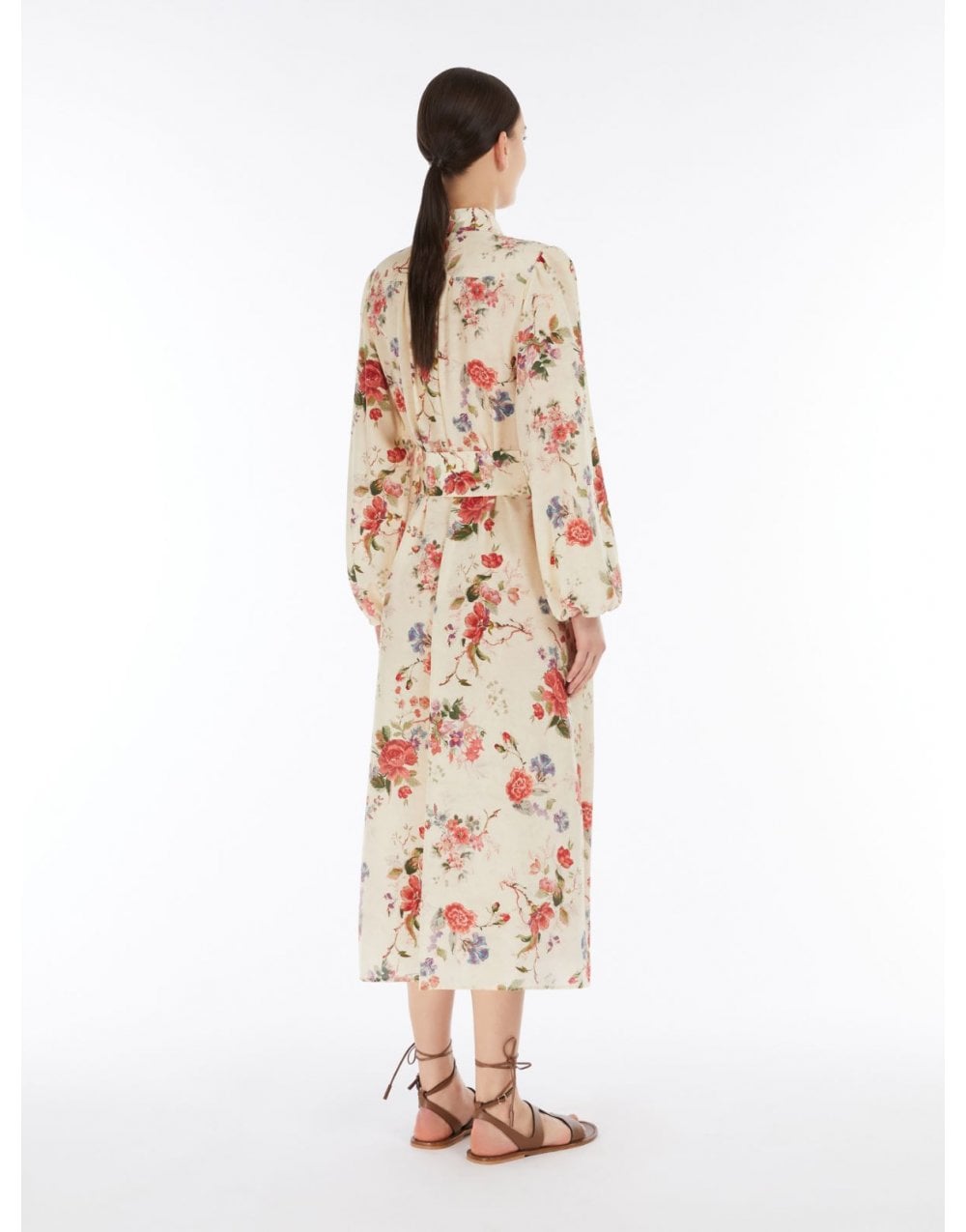 Young Ideas/Henmores - Wales Floral Tie Waist Midi Dress - 005 Ivory - 8