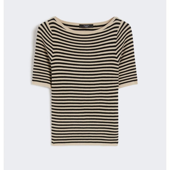 Young Ideas/Henmores - Waser Striped Short Sleeve Top - 018 Beige/Navy - S
